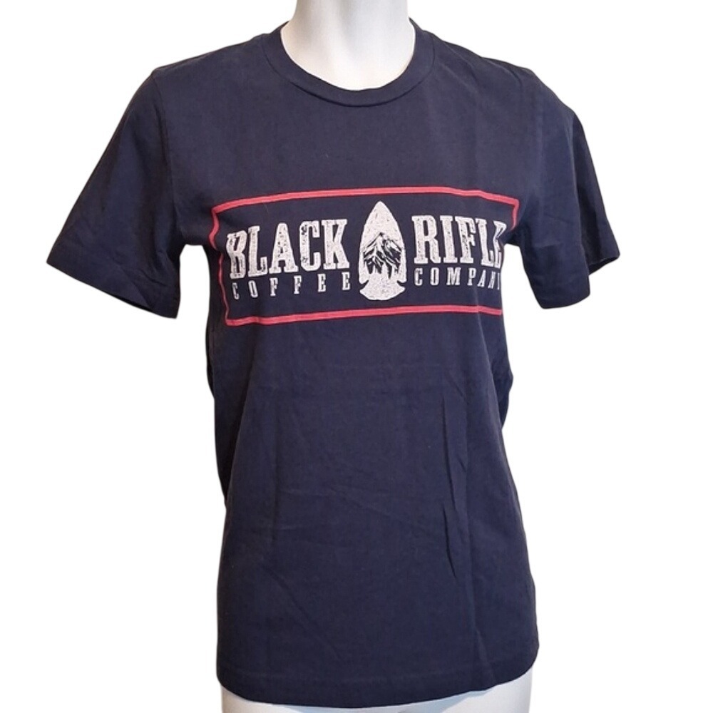 Black Rifle Coffee Company Graphic Tee Navy Blue Logo Unisex Casual Streetwear‎